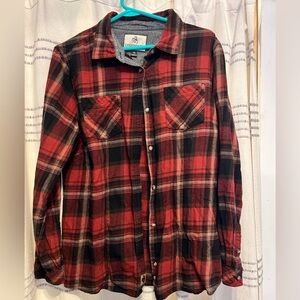Legendary Whitetails Gray and Red Plaid Shirt